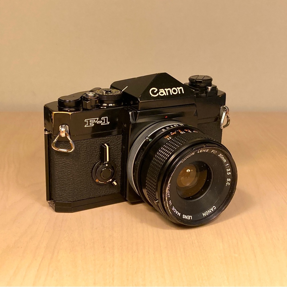 Canon F-1 35mm Film Camera w/ FD 35mm 3.5 (Tested + New Seals)